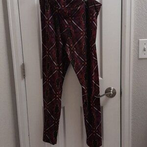 Black, Orange, and Maroon Halloween Leggings with black cats